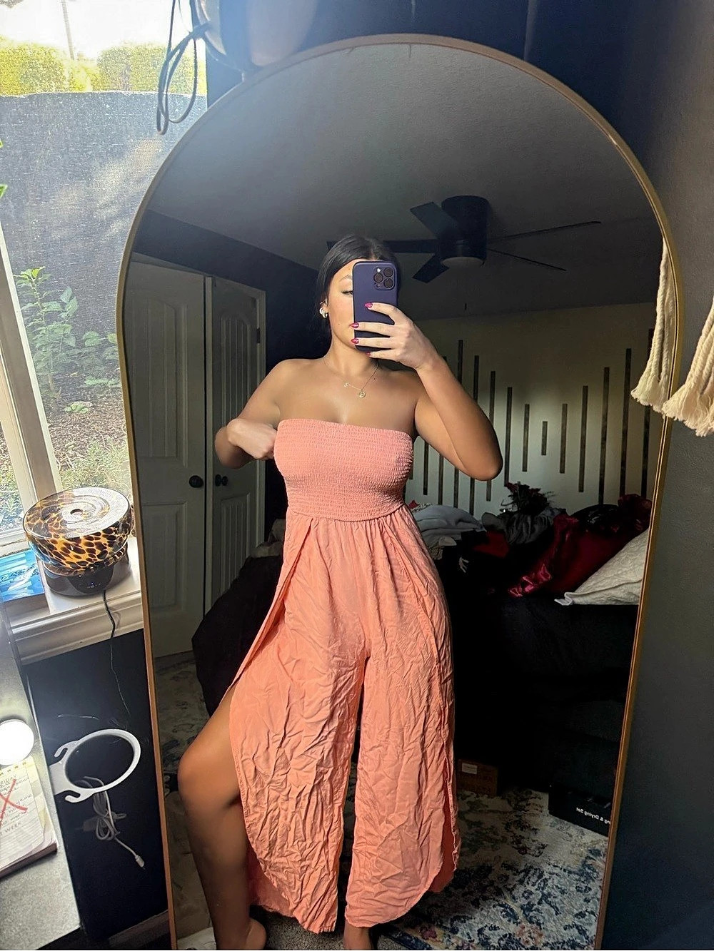 ROCEB Smocked Strapless Midi Dress in Pink Size Medium - Picture 4 of 7